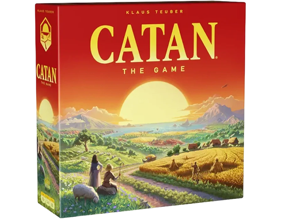 Popular strategy board game set on an island, with gameplay centered on resource management, trade, and settlement building.