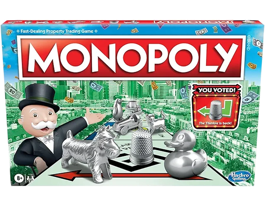 Classic city-themed board game about buying and selling real estate, where buying, selling, collecting rent, and money management are central.